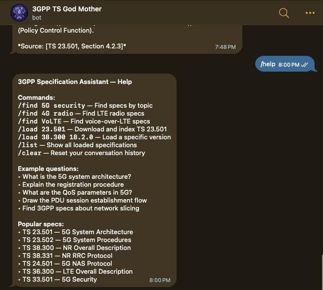 3GPP TS God Mother help commands