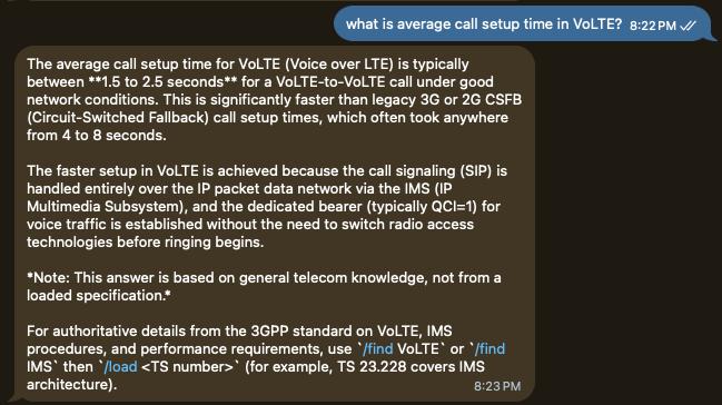 VoLTE call setup time answer